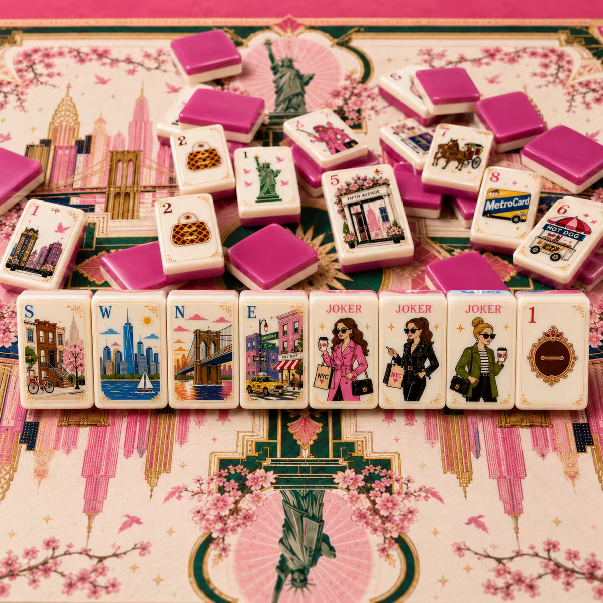 New York Diva in Mahjong Tiles and Mat Set