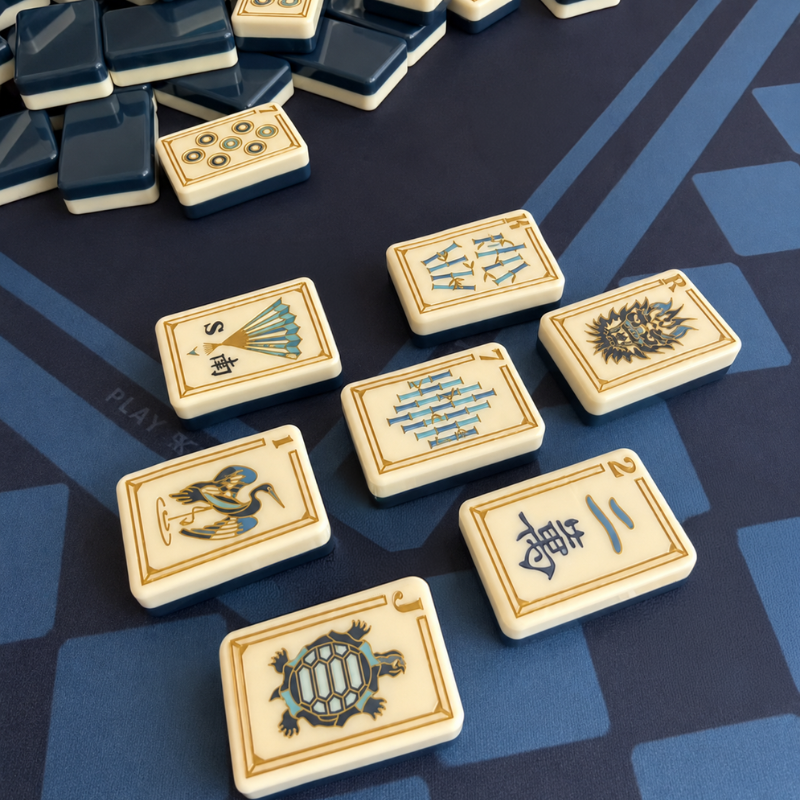 Deep Navy Mahjong Tiles Set 160pcs