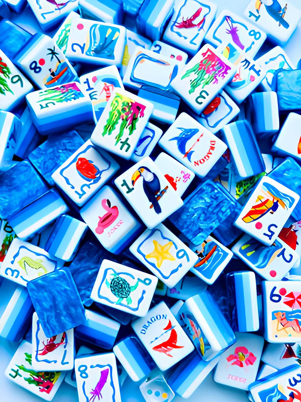 Sapphire Ocean Mahjong Tiles Set 160pcs
