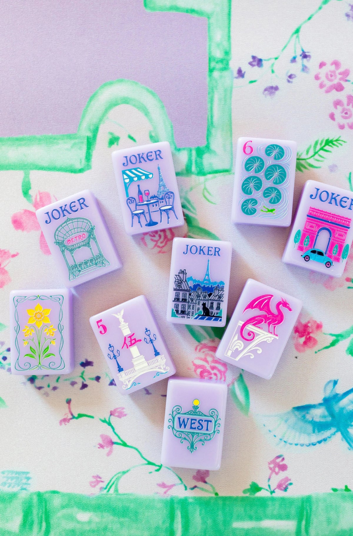 Purple Paris Mahjong Tiles Set 160pcs