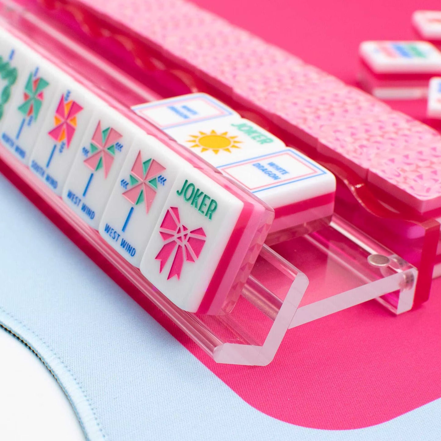 Pink Crystal Mahjong Tiles Set 160pcs