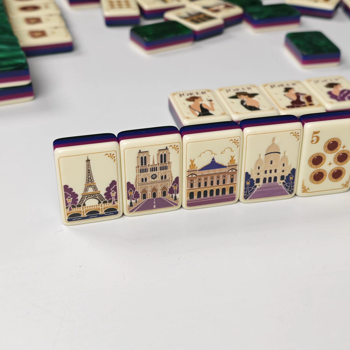 Paris Wine Mahjong Tiles and Mat Set