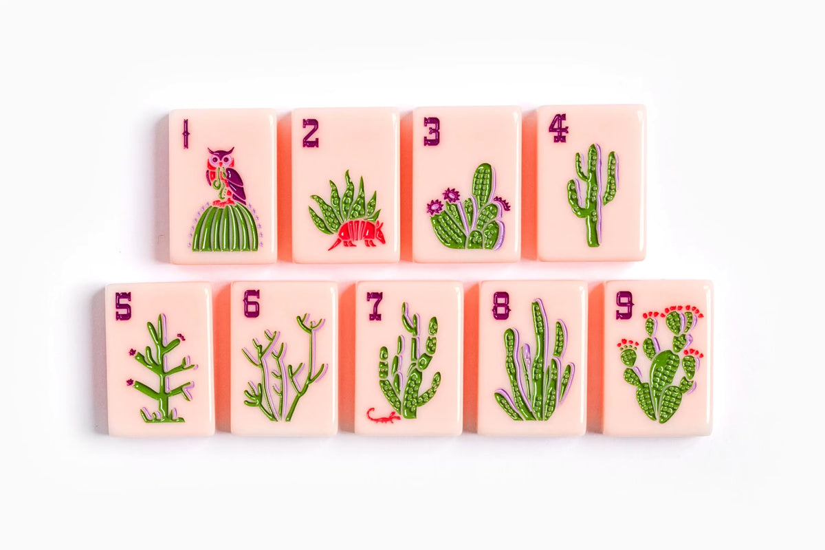 Pink Western Ranch Mahjong Tiles Set 160pcs