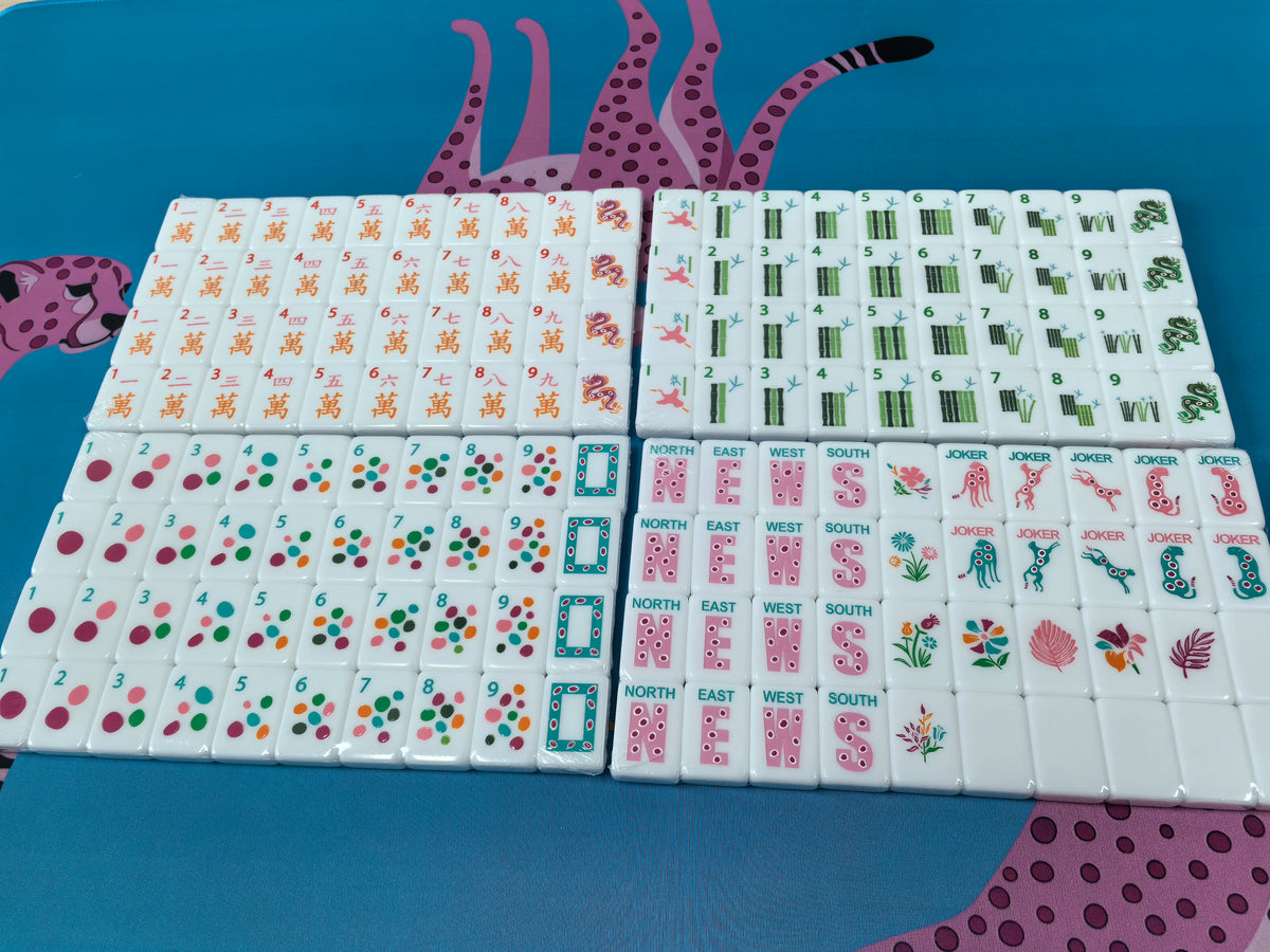 White Safari Mahjong Tiles Set 160pcs