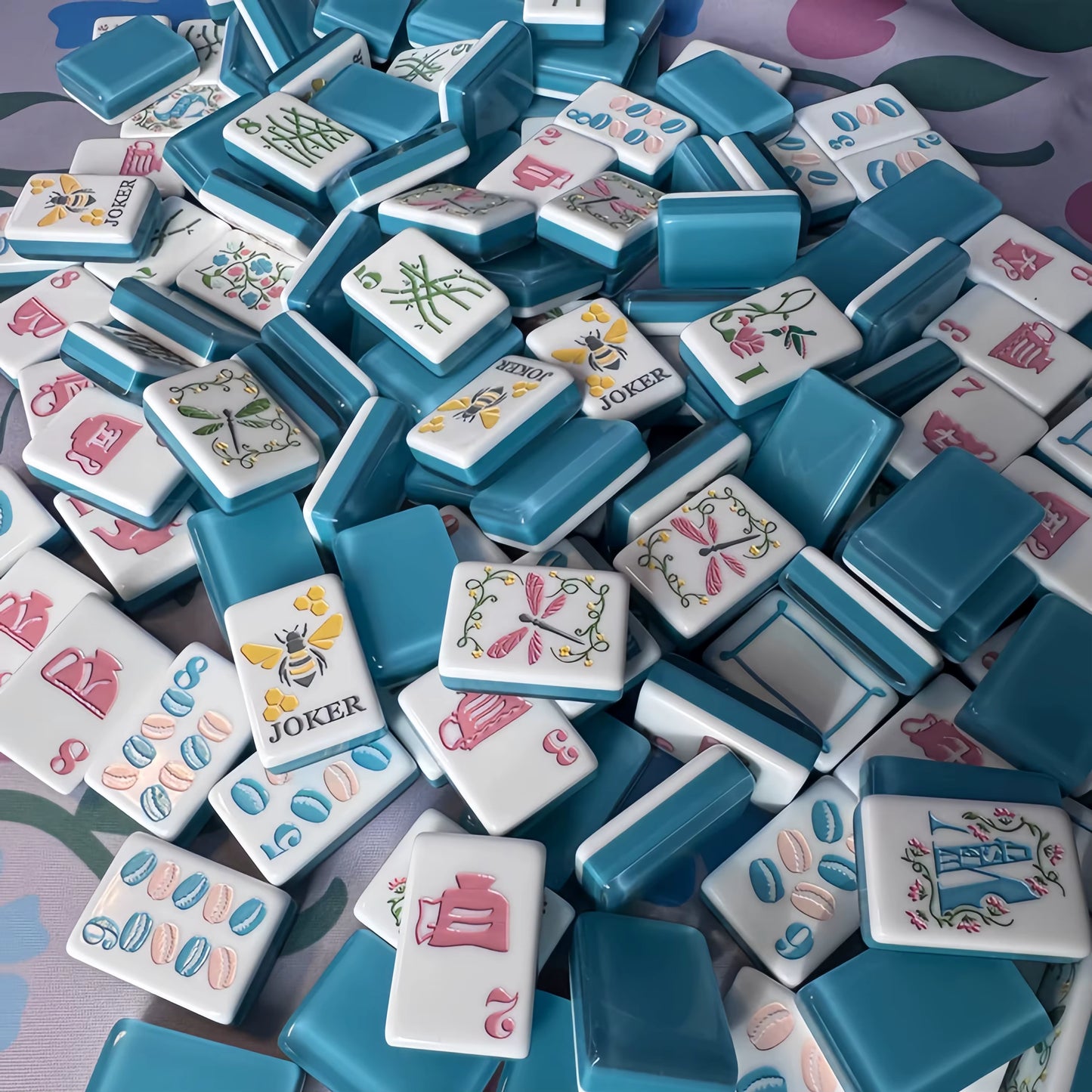 Tea Party Mahjong Tiles and Mat Set