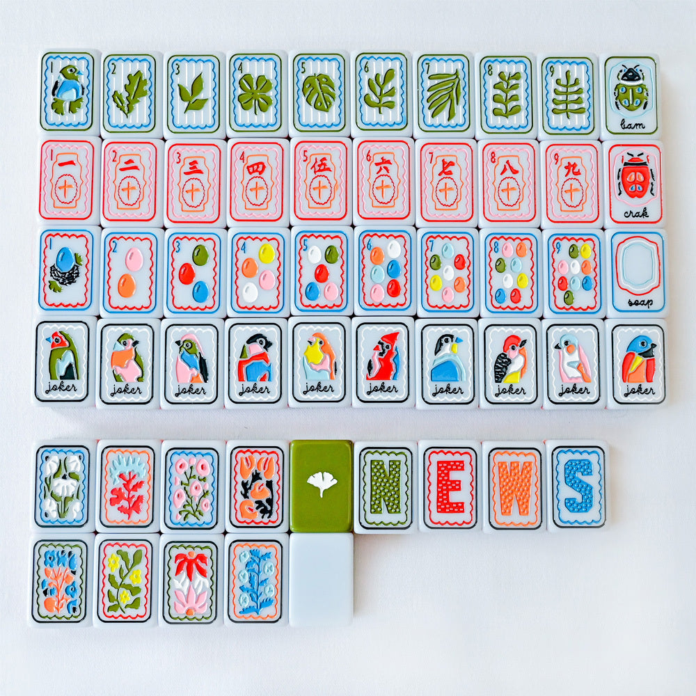 Colorful Bird and Wildflower Mahjong Tiles Set 160pcs
