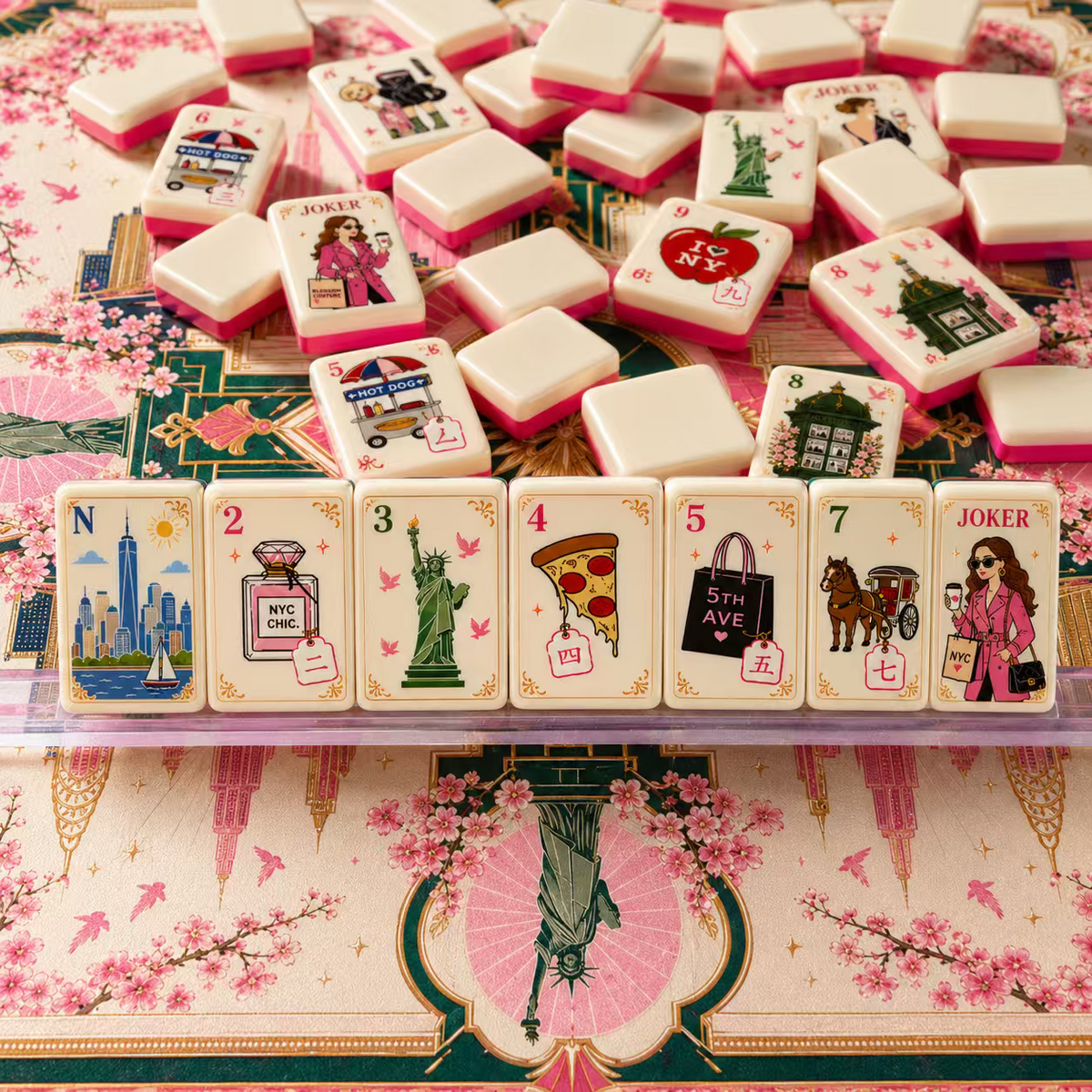 New York Diva in Mahjong Tiles and Mat Set
