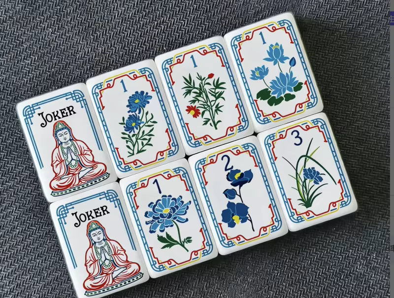 Chinese Lotus Mahjong Tiles Set 160pcs