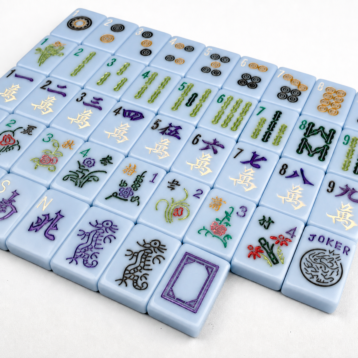 Pastel Blue Mahjong Tiles Set 160pcs