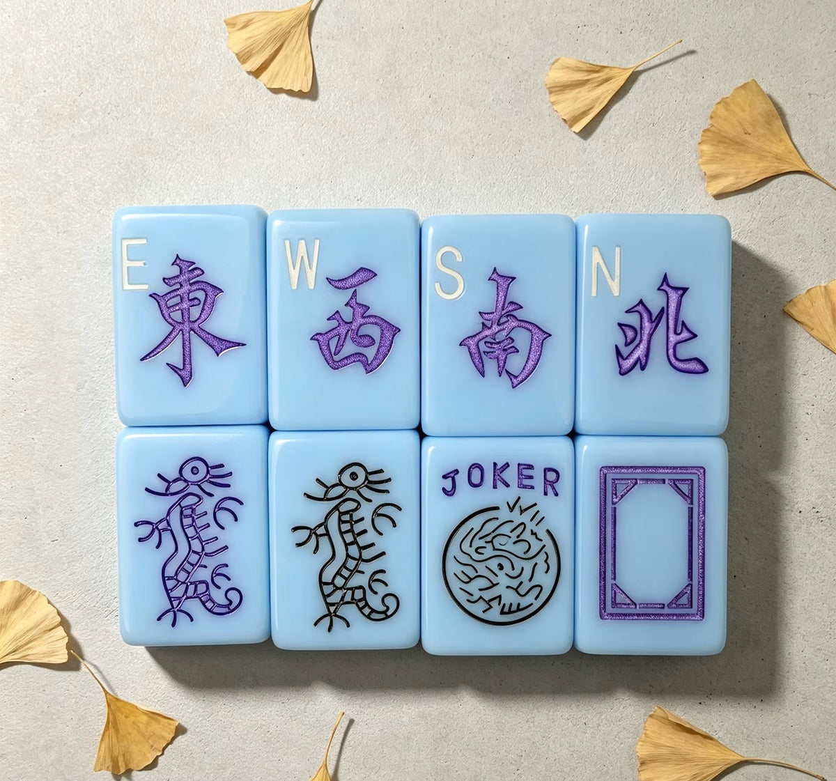 Pastel Blue Mahjong Tiles Set 160pcs