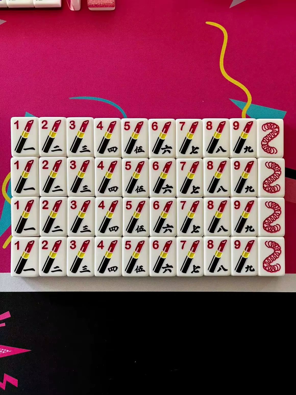 Y2K Glitter Mahjong Tiles and Mat Set