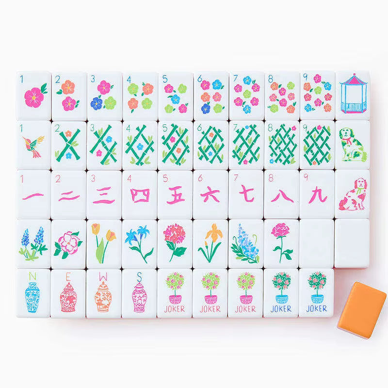 Vibrant Orange Mahjong Tiles Set 160pcs