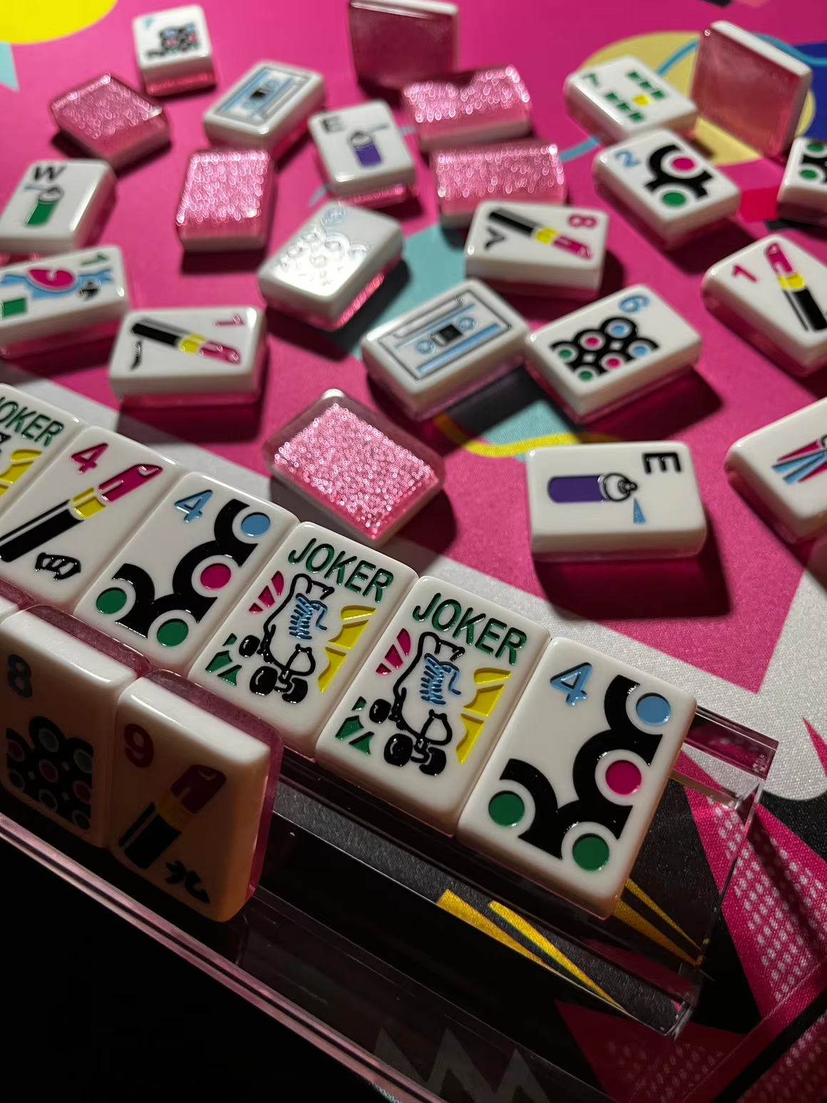 Y2K Glitter Mahjong Tiles Set 160pcs