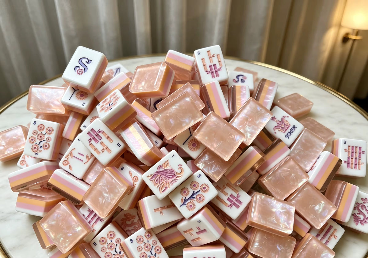 Pink Flowers Mahjong Tiles Set 160pcs