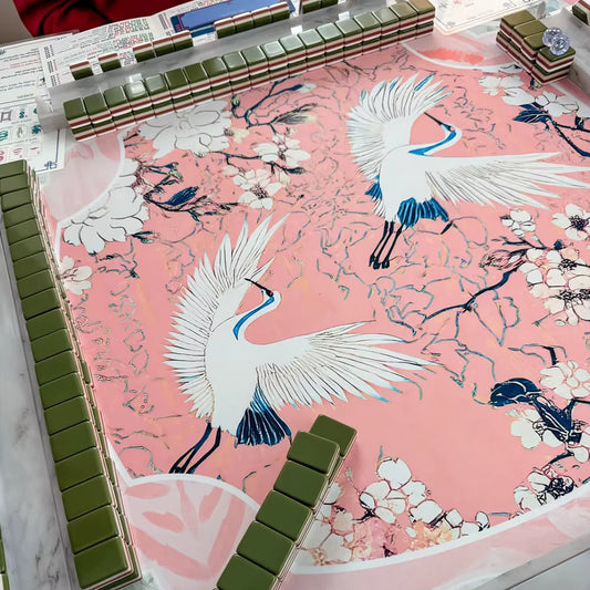 Pink Crane Mahjong Mat