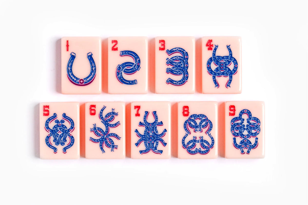 Pink Western Ranch Mahjong Tiles Set 160pcs