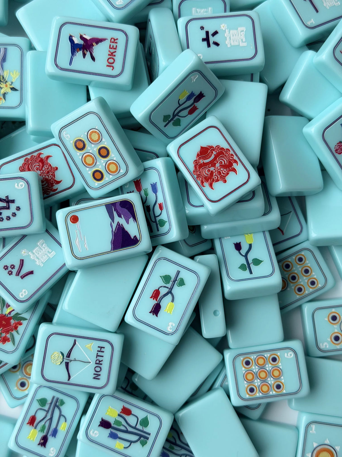 Light Blue Mahjong Tiles Set 160pcs
