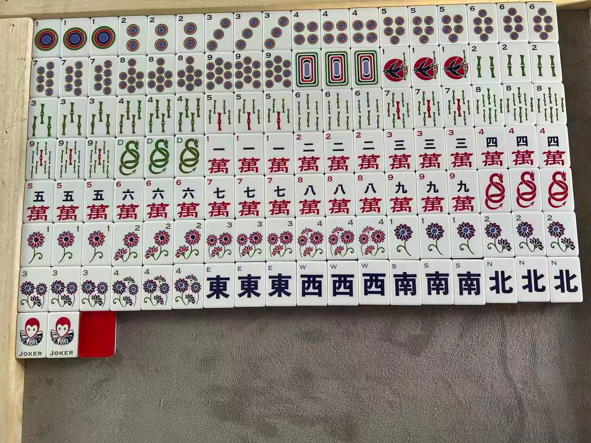 Lucky Red Mahjong Tiles and Mat Set