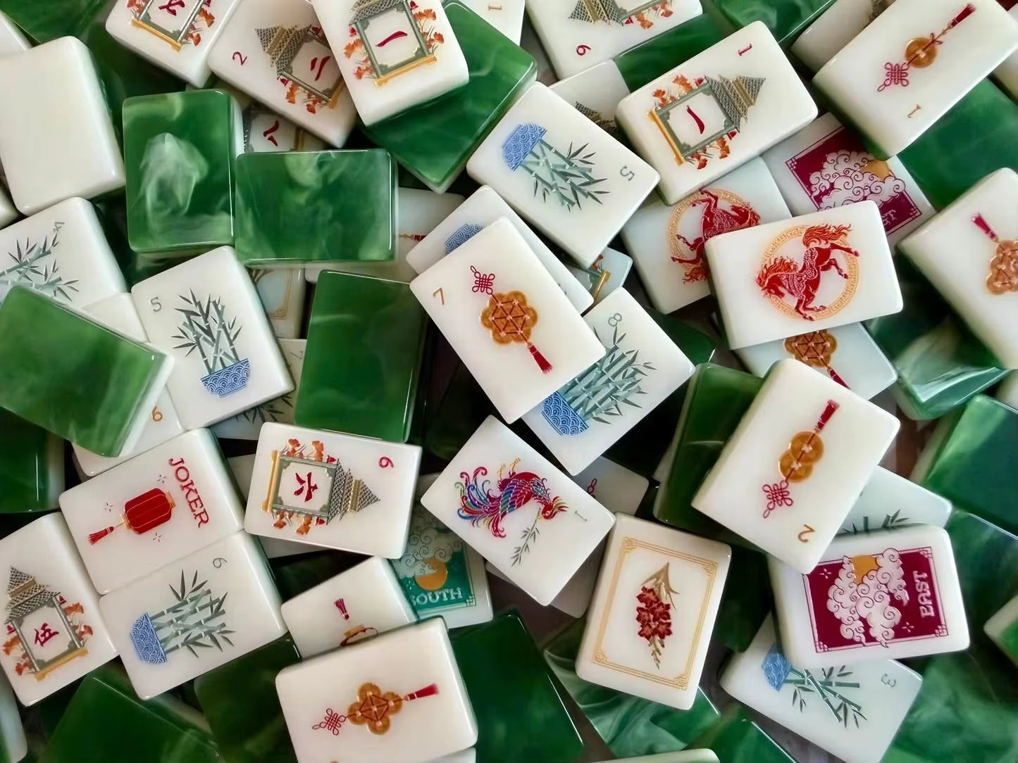 Emerald Green Mahjong Tiles Set 160pcs