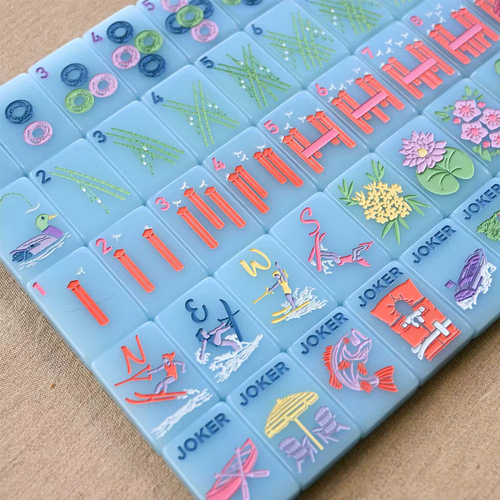 Baby Blue Mahjong Tiles Set 160pcs