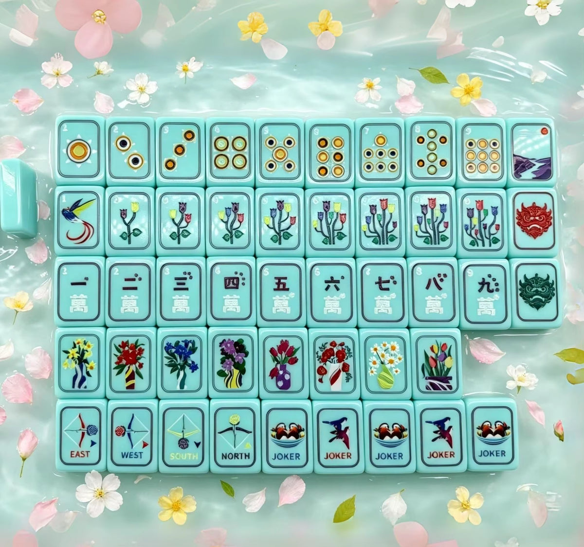 Light Blue Mahjong Tiles Set 160pcs