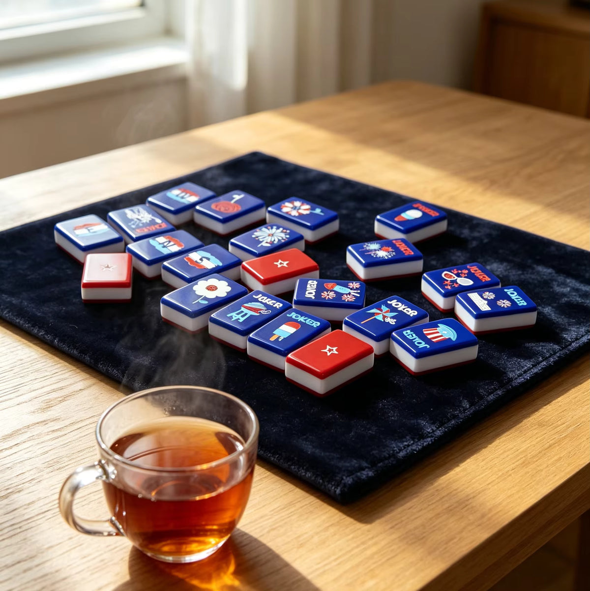 America Mahjong Tiles and Mat Set
