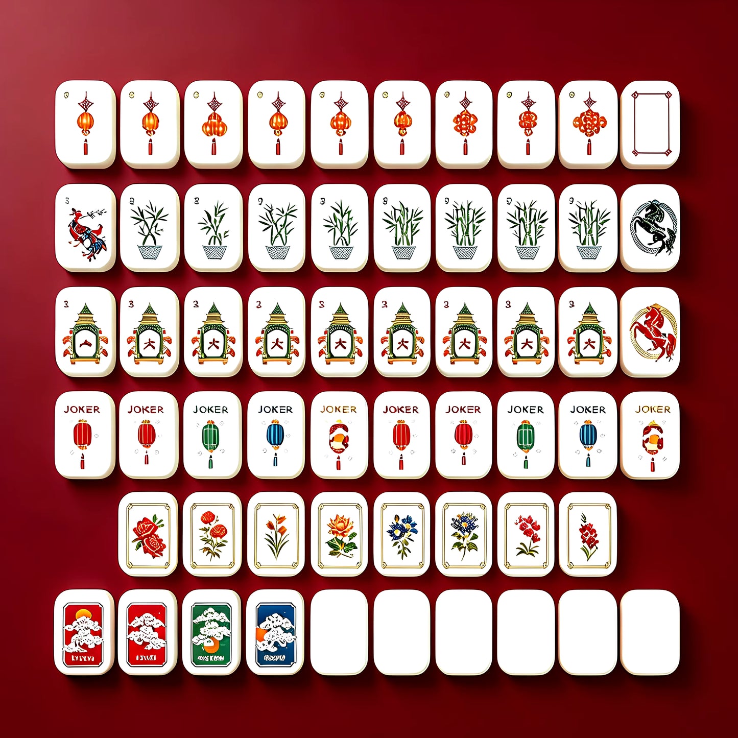 Emerald Green Mahjong Tiles Set 160pcs