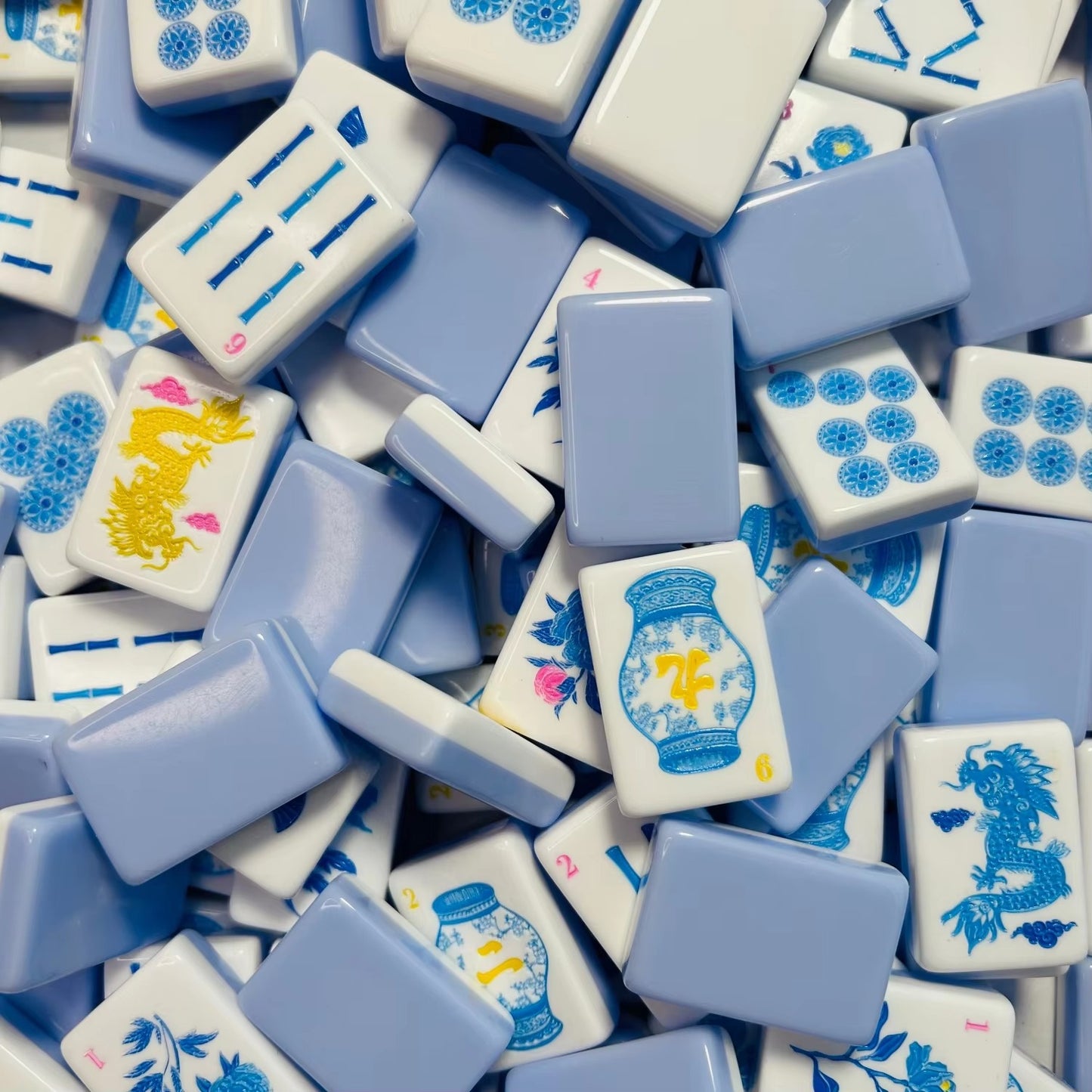 Pastel Blue Mahjong Tiles Set 160pcs
