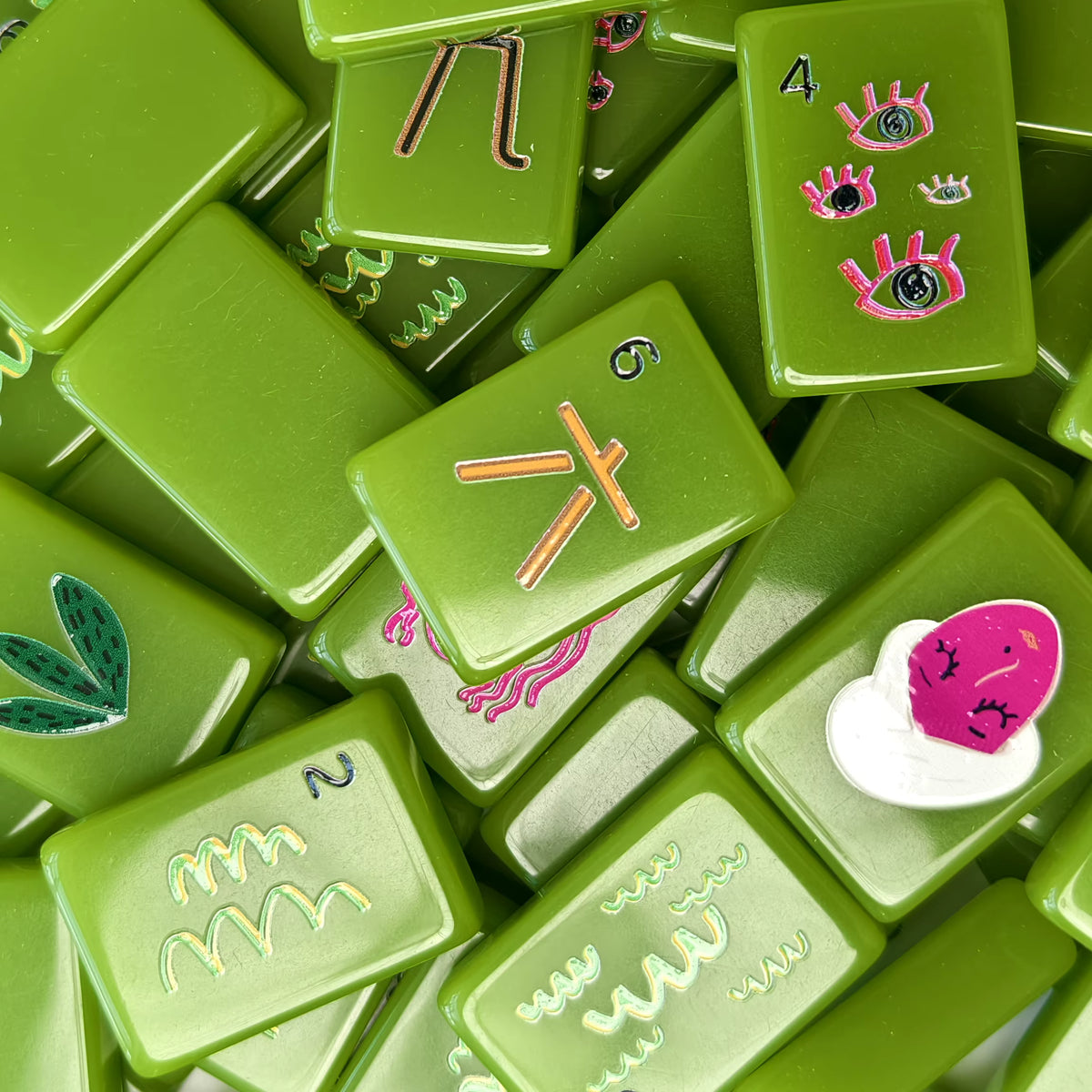 Groovy Green Mahjong Tiles Set 160pcs