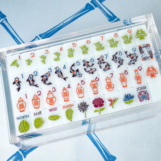 Blue Jade Mahjong Tiles Set 160pcs
