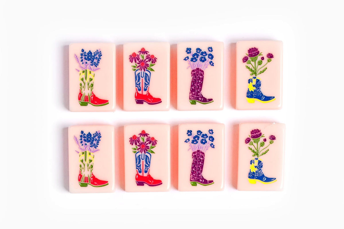 Pink Western Ranch Mahjong Tiles Set 160pcs