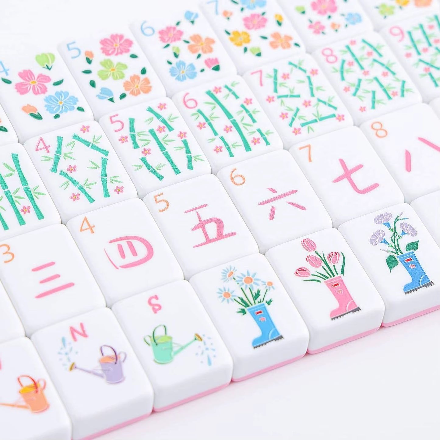 Feminine Pink Mahjong Tiles Set 160pcs