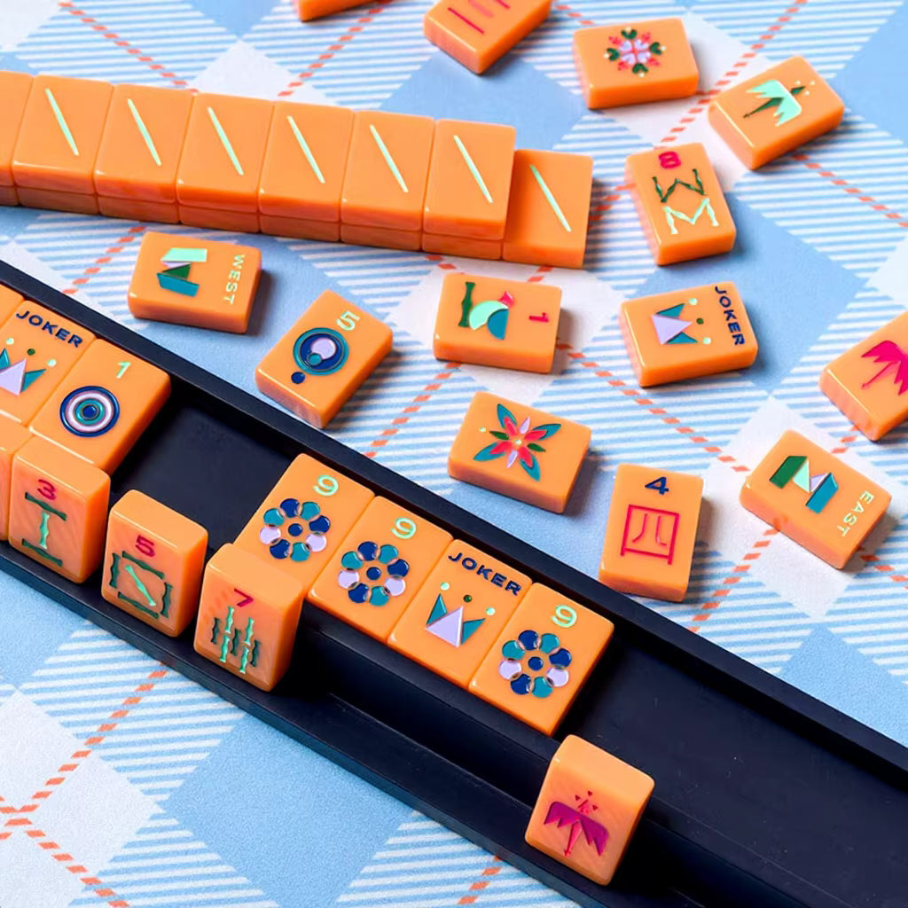Bright Orange USA Mahjong Tiles Set 160pcs