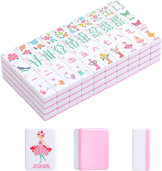 Feminine Pink Mahjong Tiles Set 160pcs