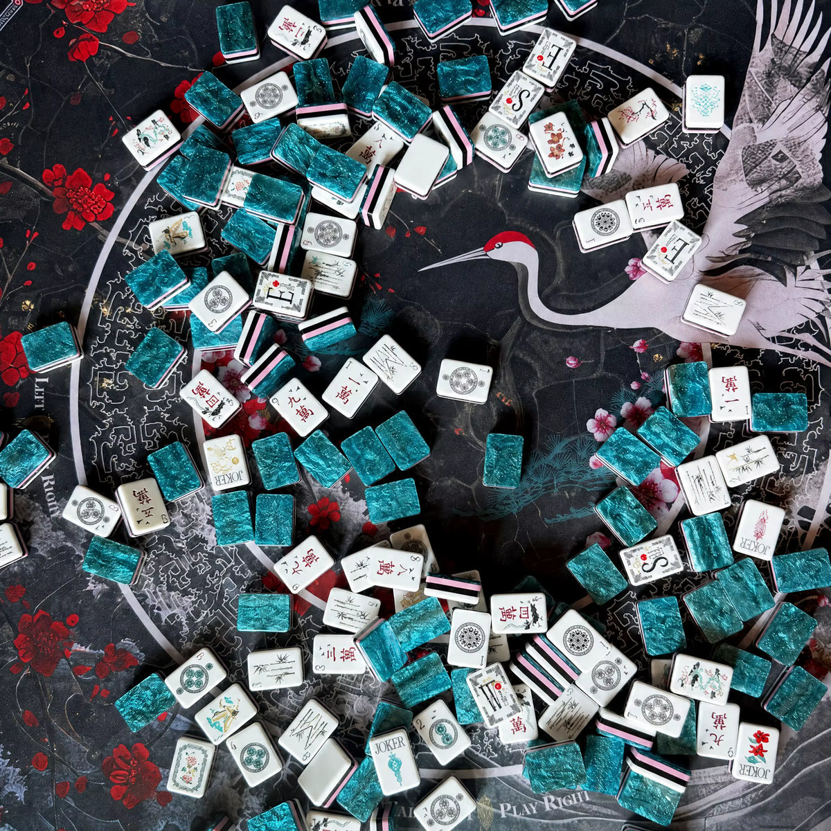 Celadon Crane Mahjong Tiles Set 160pcs