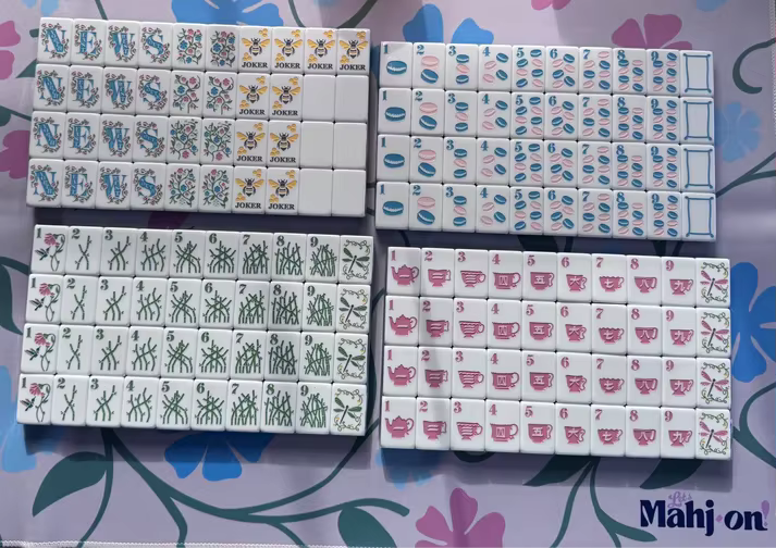 Tea Party Mahjong Tiles and Mat Set