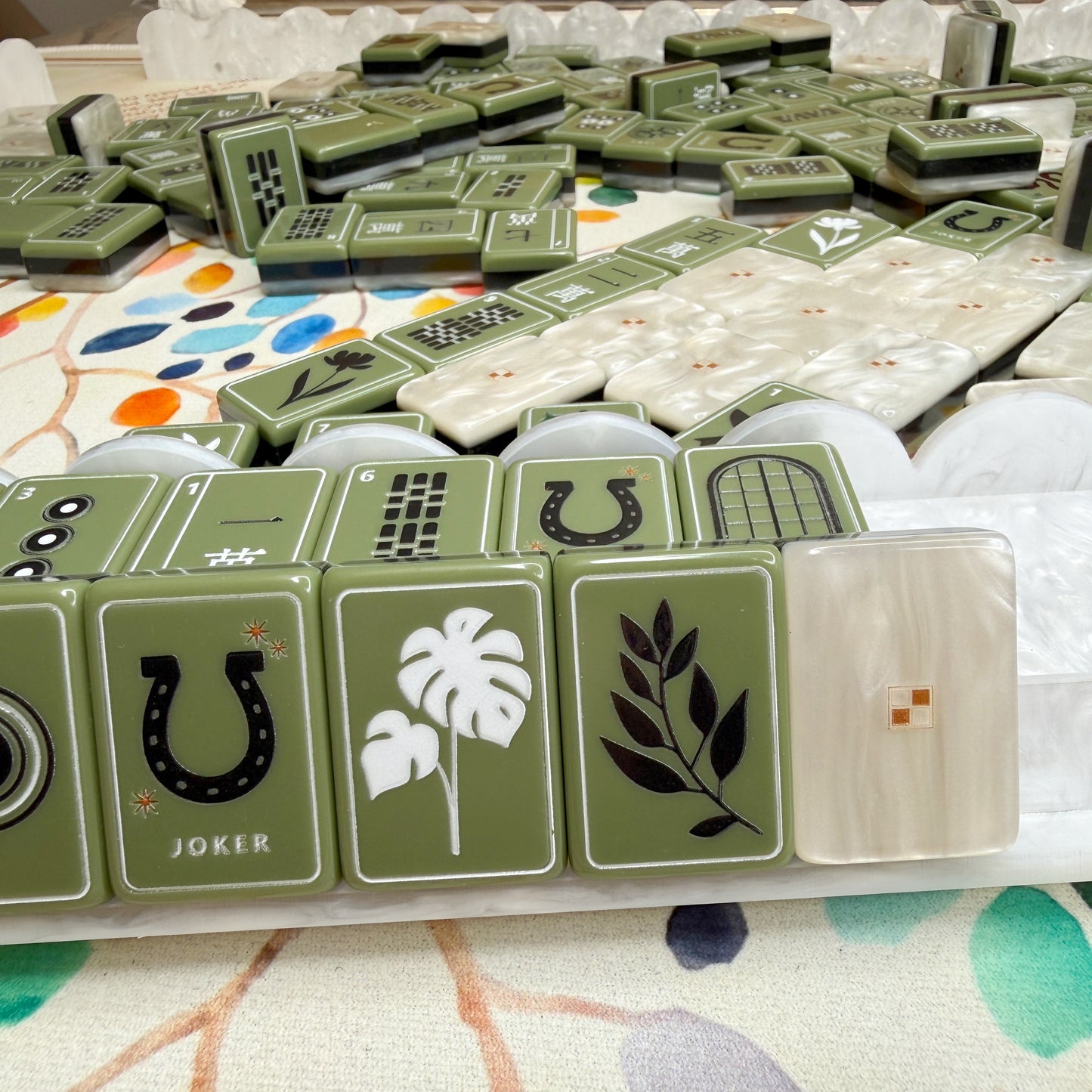 Deep Green Mahjong Tiles Set 160pcs
