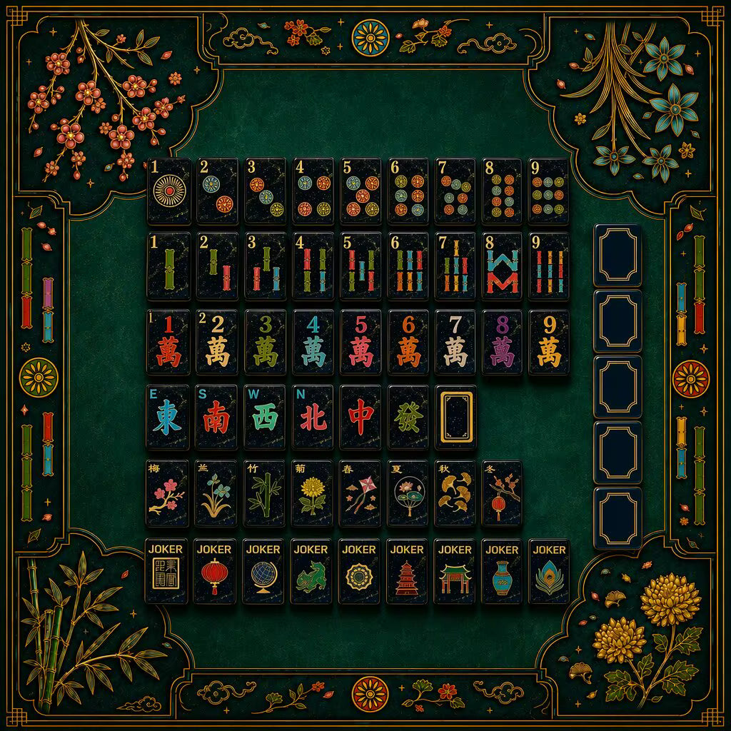 Galaxy Glitter in Mahjong Tiles and Mat Set