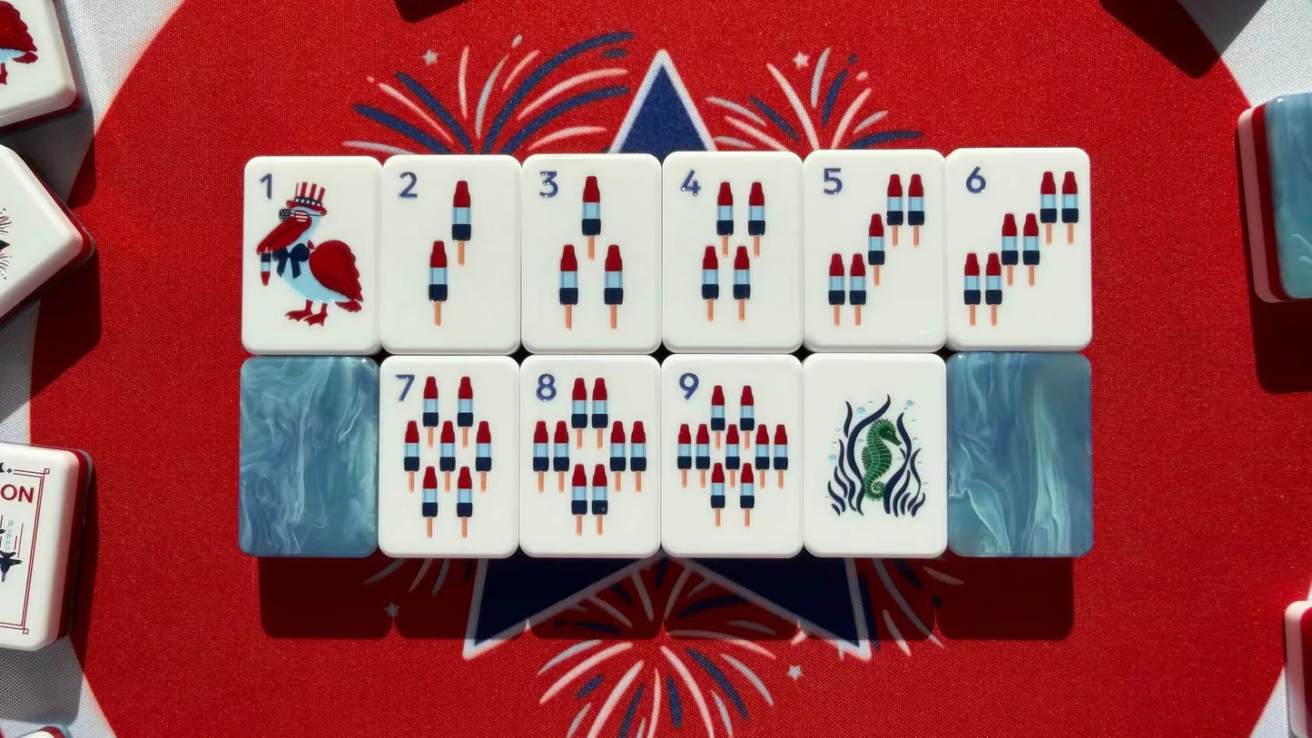 Patriot Mahjong Tiles and Mat Set