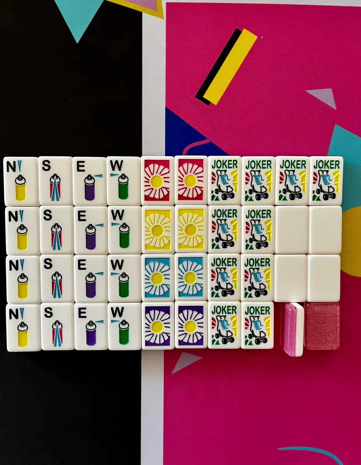 Y2K Glitter Mahjong Tiles and Mat Set