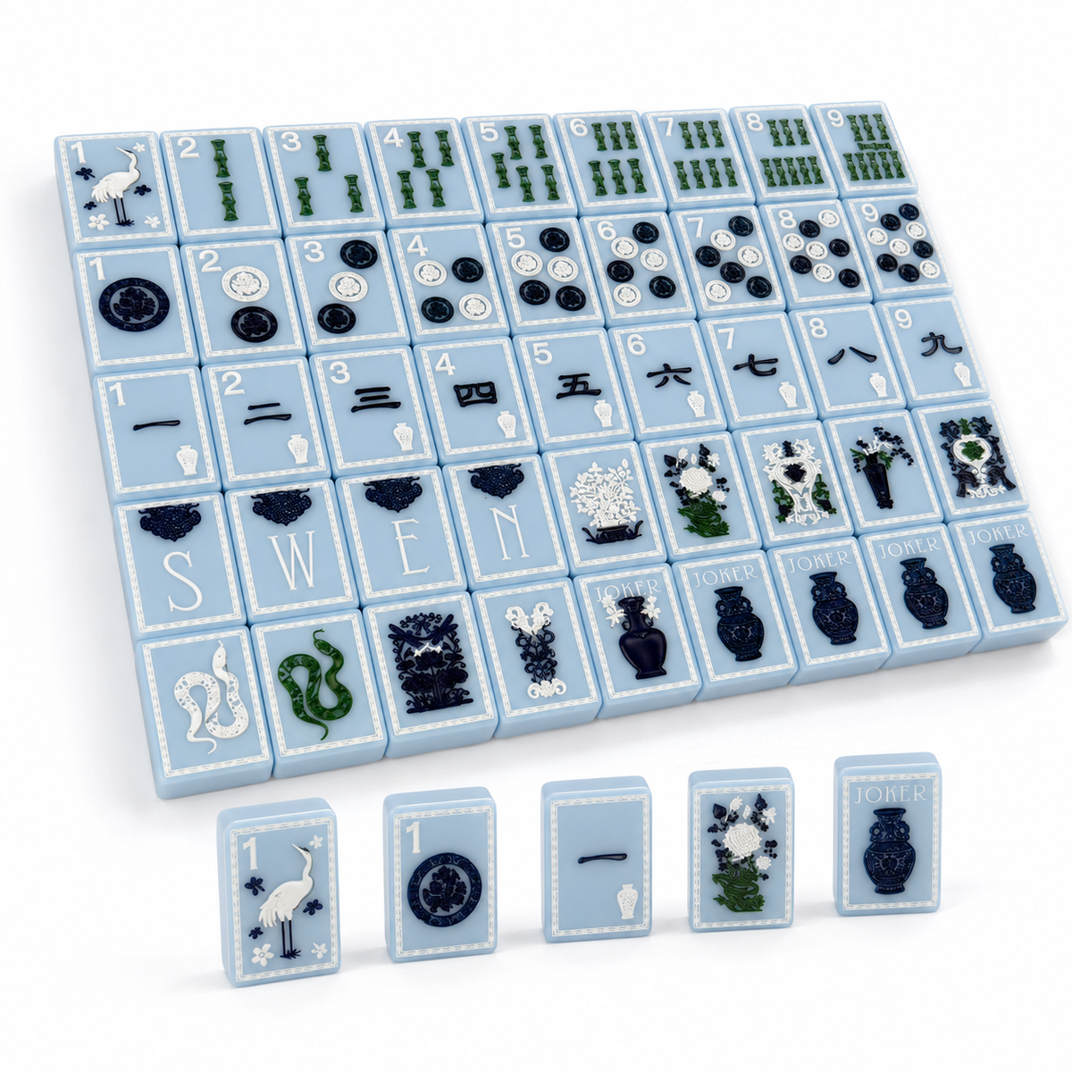 Blue Vase Mahjong Tiles Set 160pcs