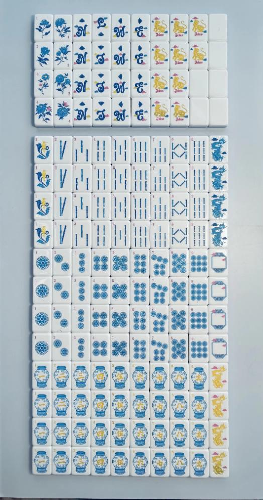 Pastel Blue Mahjong Tiles Set 160pcs