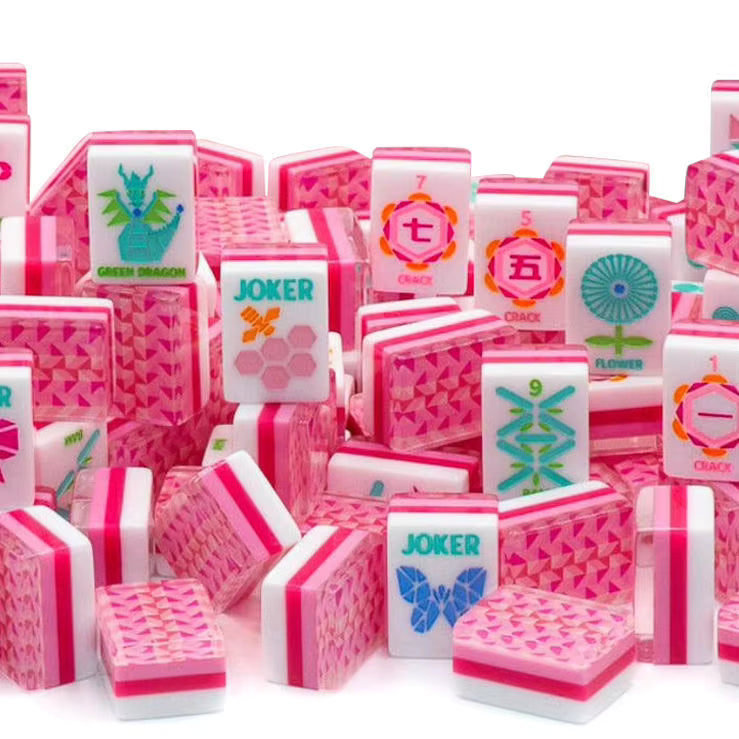 Pink Crystal Mahjong Tiles Set 160pcs