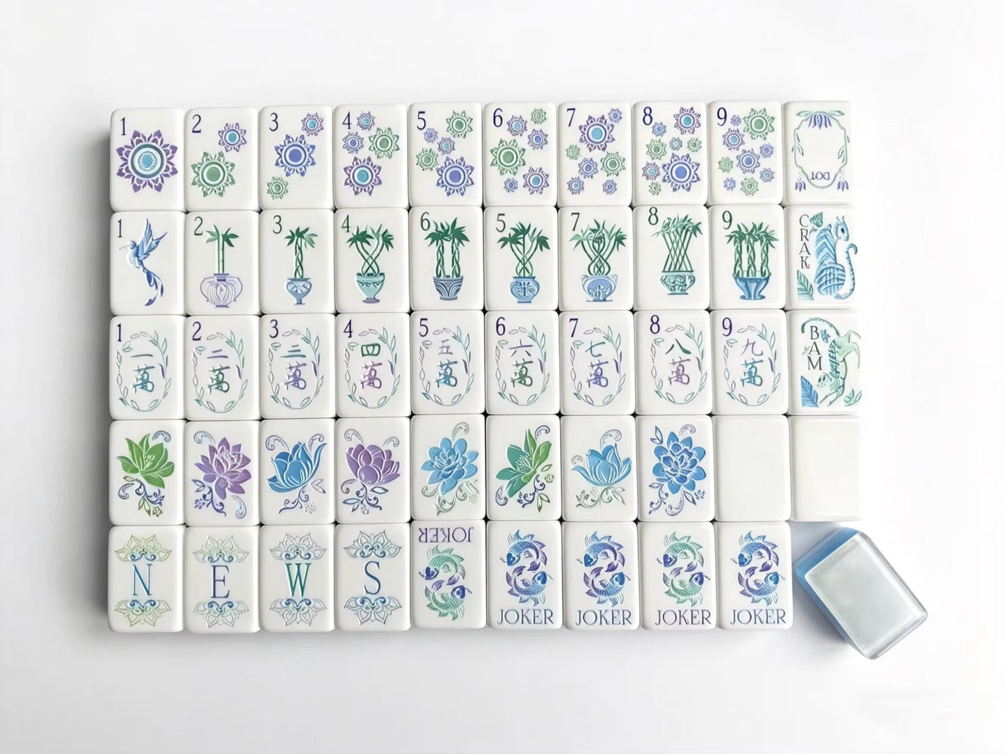 Ice Blue Mahjong Tiles Set 160pcs