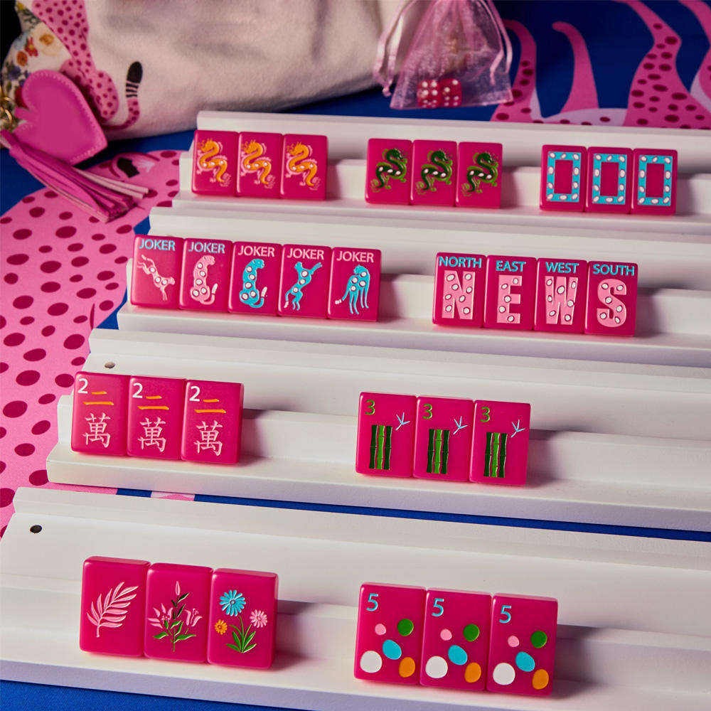 Vibrant Hot Pink Mahjong Tiles Set 160pcs