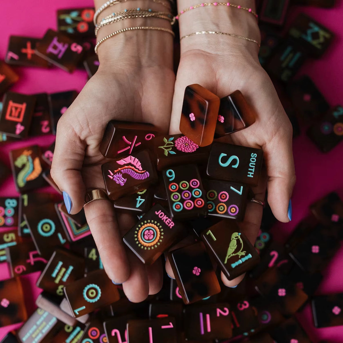 Neon Tortoise Mahjong Tiles Set 160pcs