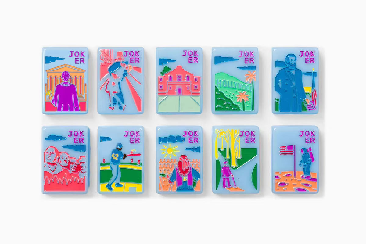 Blue USA Mahjong Tiles Set 160pcs