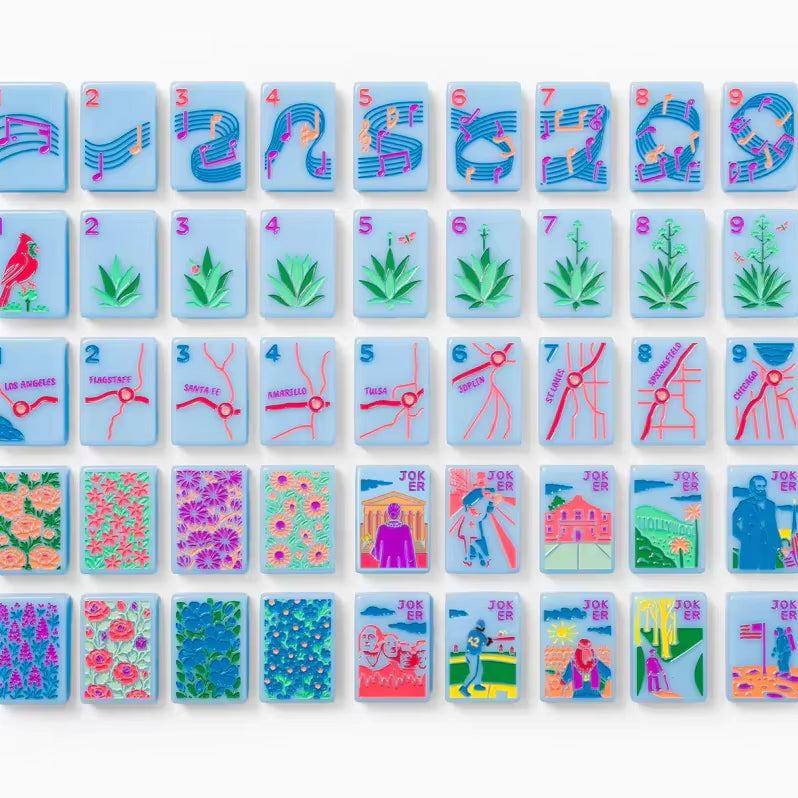 Blue USA Mahjong Tiles Set 160pcs