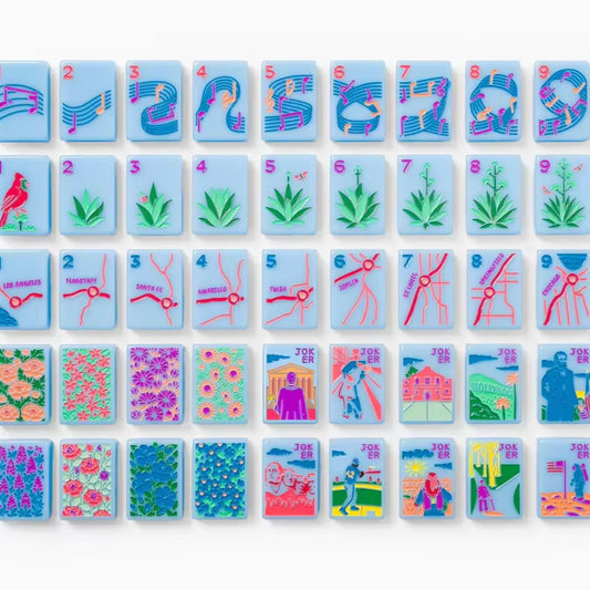 Blue USA Mahjong Tiles Set 160pcs