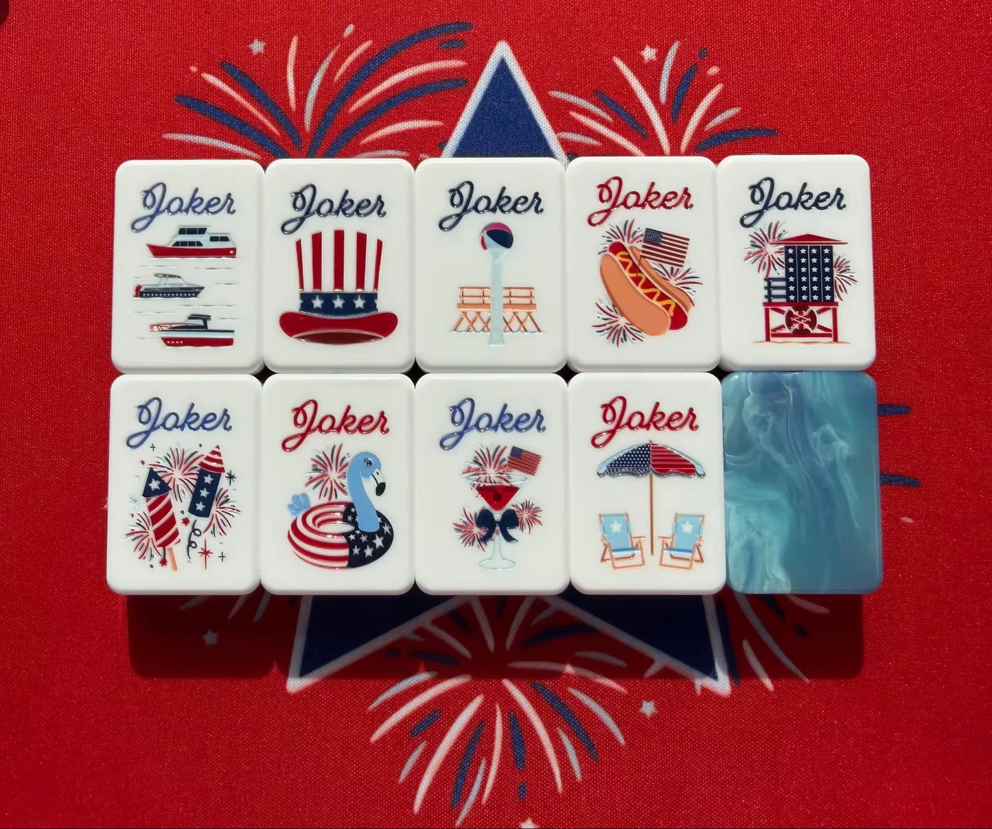 Patriot Mahjong Tiles and Mat Set